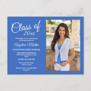 Ankündigung des Fotos "Modern Chic Blue Abschluss" Postkarte