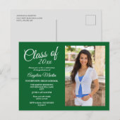 Ankündigung des Fotos "Modern Chic Green Abschluss Postkarte (Vorne/Hinten)