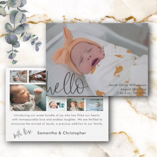 Ankündigung des Fotos "Modern Simple Hello Baby"