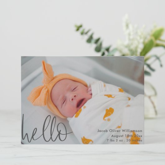 Ankündigung des Fotos "Modern Simple Hello Baby" (Stehend Vorderseite)