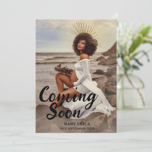 Ankündigung des Fotos Schwangerschaft | Minimal ba (Stehend Vorderseite)