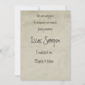 Ankündigung des Fotos von Adoptionen (Rückseite)