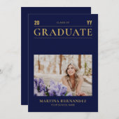 Ankündigung des Fotos von Gold- und Navy-Abschluss (Vorne/Hinten)