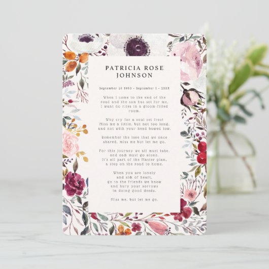 Ankündigung des Fotos zur Beerdigung von Blumenged (Stehend Vorderseite)