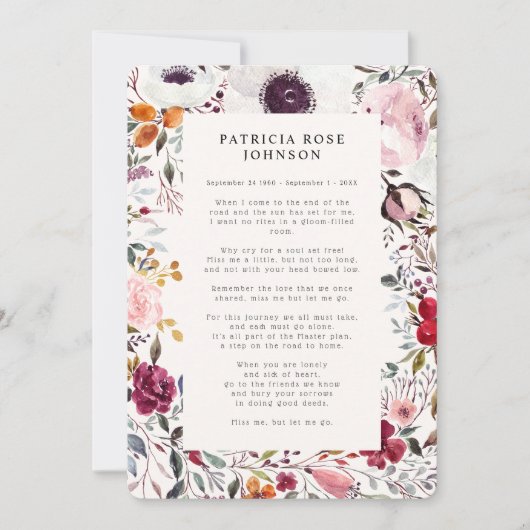 Ankündigung des Fotos zur Beerdigung von Blumenged (Vorderseite)