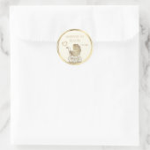 Ankündigung des Geburtsdatums von Gold French Baby Runder Aufkleber (Tasche)