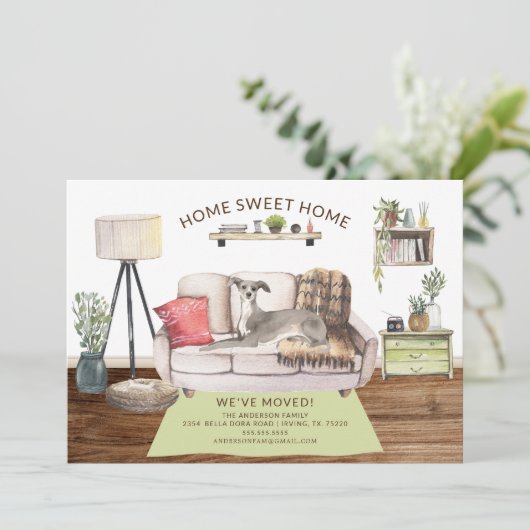 Ankündigung des Greyhound Hund Moving (Stehend Vorderseite)