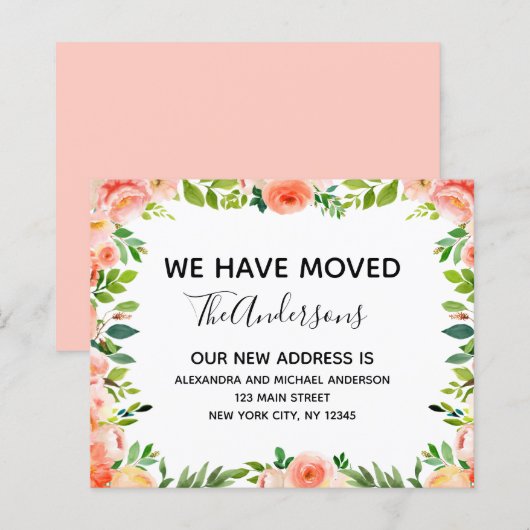 Ankündigung des Haushalts Peach Coral Floral Movin (Vorne/Hinten)