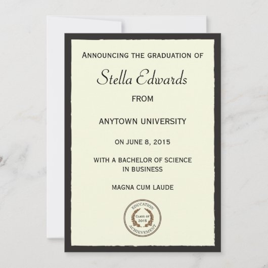 Ankündigung des klassischen Abschlusses (Vorderseite)