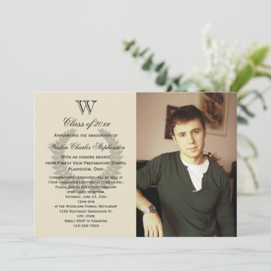 Ankündigung des klassischen Monogram-Foto-Abschlus (Stehend Vorderseite)