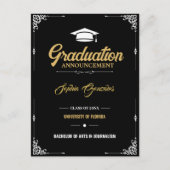 Ankündigung des klassischen Script Black Abschluss Postkarte (Vorderseite)