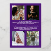 Ankündigung des lila Abschlusses Confetti Foil (Rückseite)