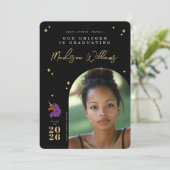 Ankündigung des lila Afro Unicorn Abschlusses (Stehend Vorderseite)