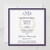 Ankündigung des lila eleganten Monogram-Abschlusse (Vorderseite)