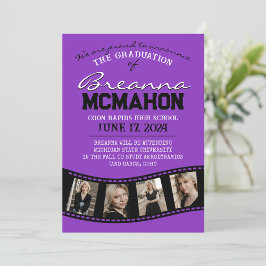 Ankündigung des lila und schwarzen Filmstrip-Absch