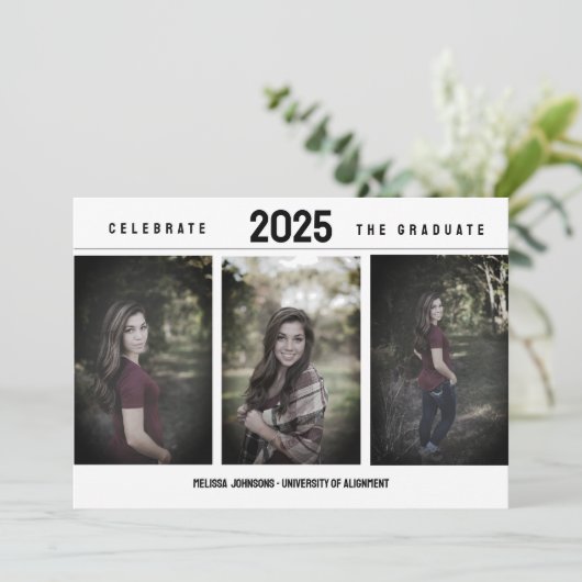 Ankündigung des minimalistischen 3-Foto-Abschlusse (Stehend Vorderseite)