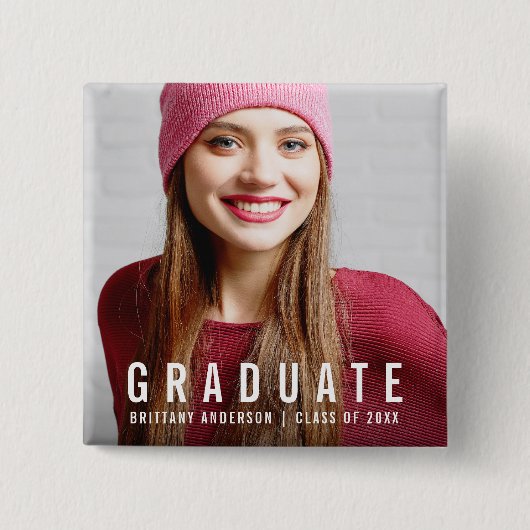 Ankündigung des modernen Abschlusses Foto Button (Vorderseite)