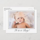 Ankündigung des modernen Baby Boy Birth Foto Postc (Vorne/Hinten)