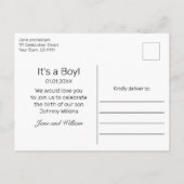 Ankündigung des modernen Baby Boy Birth Foto Postc (Rückseite)