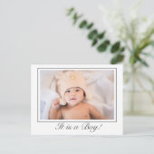 Ankündigung des modernen Baby Boy Birth Foto Postc (Stehend Vorderseite)