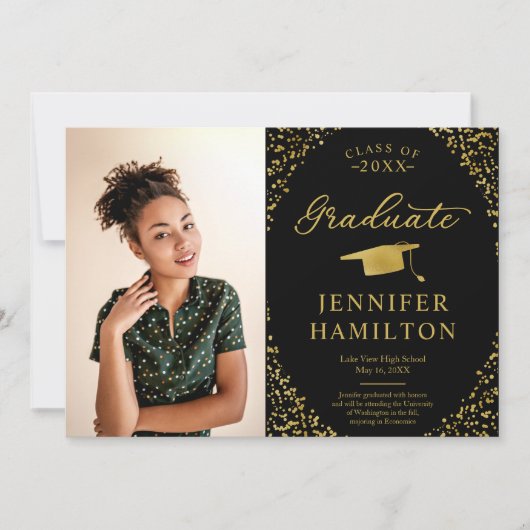 Ankündigung des modernen Black Gold Foto Abschluss (Vorderseite)