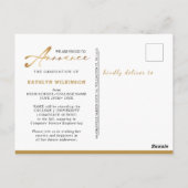 Ankündigung des modernen Black Script-Abschlusses Postkarte (Rückseite)