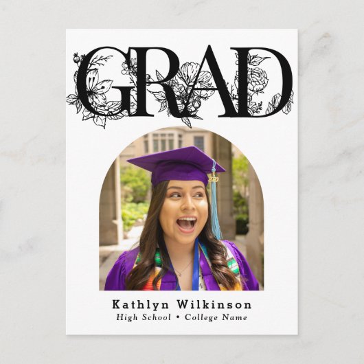 Ankündigung des modernen Black Script-Abschlusses Postkarte (Vorderseite)