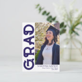 Ankündigung des modernen Blue Abschluss Postkarte (Stehend Vorderseite)