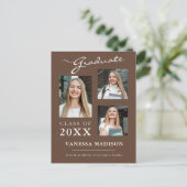 Ankündigung des modernen Drehbuchs Tan Brown Gradu Postkarte (Stehend Vorderseite)