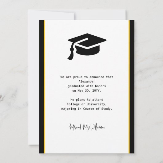 Ankündigung des modernen Foto Gold Black Abschluss (Rückseite)