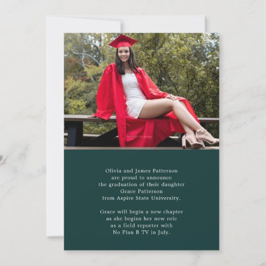 Ankündigung des modernen Foto Green White Abschlus (Rückseite)