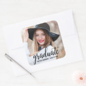 Ankündigung des modernen Fotos Abschluss B Quadratischer Aufkleber (Umschlag)