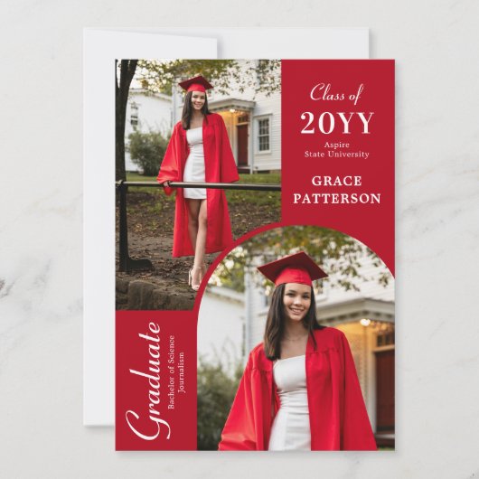 Ankündigung des modernen Fotos Red White Abschluss (Vorderseite)