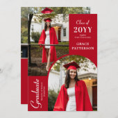 Ankündigung des modernen Fotos Red White Abschluss (Vorne/Hinten)