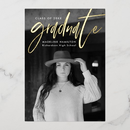 Ankündigung des modernen Gold Foil Script Abschlus (Vorderseite)