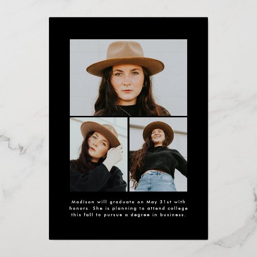 Ankündigung des modernen Gold Foil Script Abschlus (Rückseite)