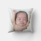 Ankündigung des modernen Gold Foto Baby Birth Stat Kissen (Rückseite)