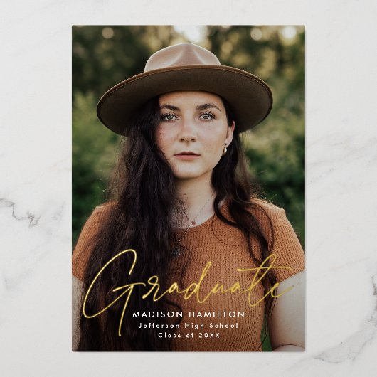 Ankündigung des modernen Gold Script Foto Abschlus (Vorderseite)