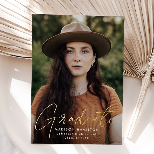 Ankündigung des modernen Gold Script Foto Abschlus