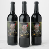 Ankündigung des modernen Gold Script Foto Abschlus Weinetikett (Flaschen)