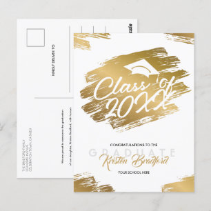 Ankündigung des modernen Goldenen Stroke White Abs Postkarte