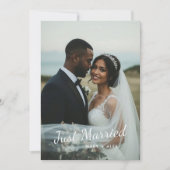 Ankündigung des modernen Just Married Wedding Foto (Vorderseite)