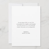 Ankündigung des modernen Just Married Wedding Foto (Rückseite)