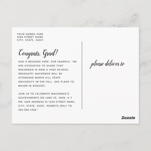 Ankündigung des modernen kalligraphischen Abschlus Postkarte (Rückseite)