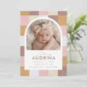 Ankündigung des modernen karierten Muster-Geburtsm (Stehend Vorderseite)