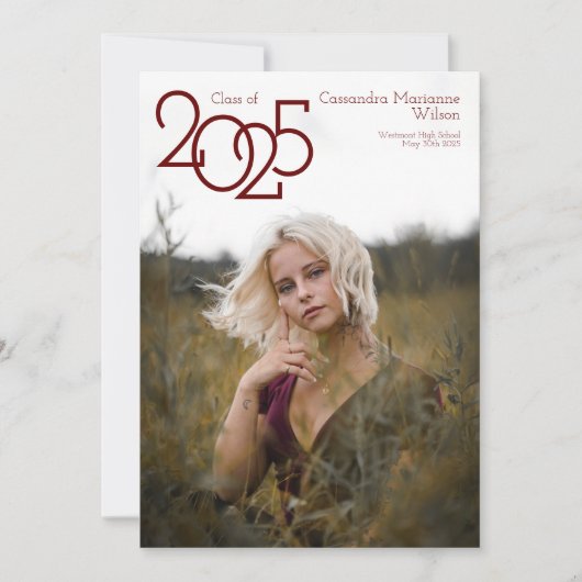 Ankündigung des modernen Maroon Foto Abschluss (Vorderseite)