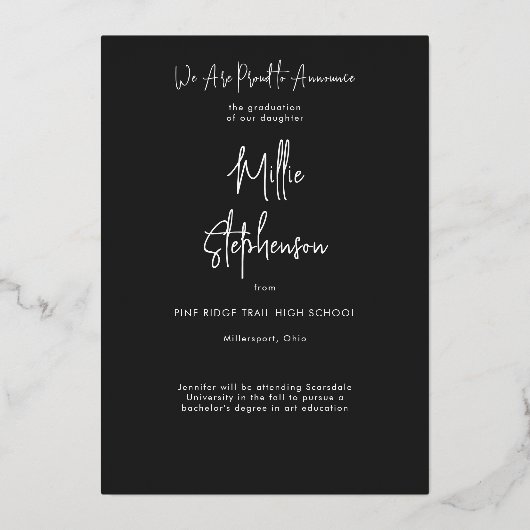 Ankündigung des modernen Minimal Black Foil Abschl (Rückseite)