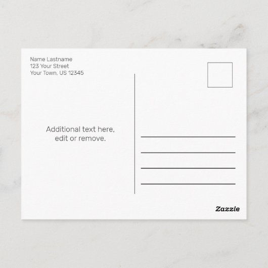 Ankündigung des modernen Minimalistischen Schwarze Postkarte (Rückseite)