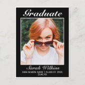 Ankündigung des modernen Minimalistischen Schwarze Postkarte (Vorderseite)