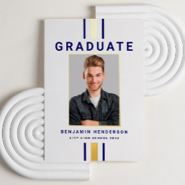 Ankündigung des modernen Navy Blue Gold Abschluss